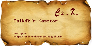 Csikár Kasztor névjegykártya